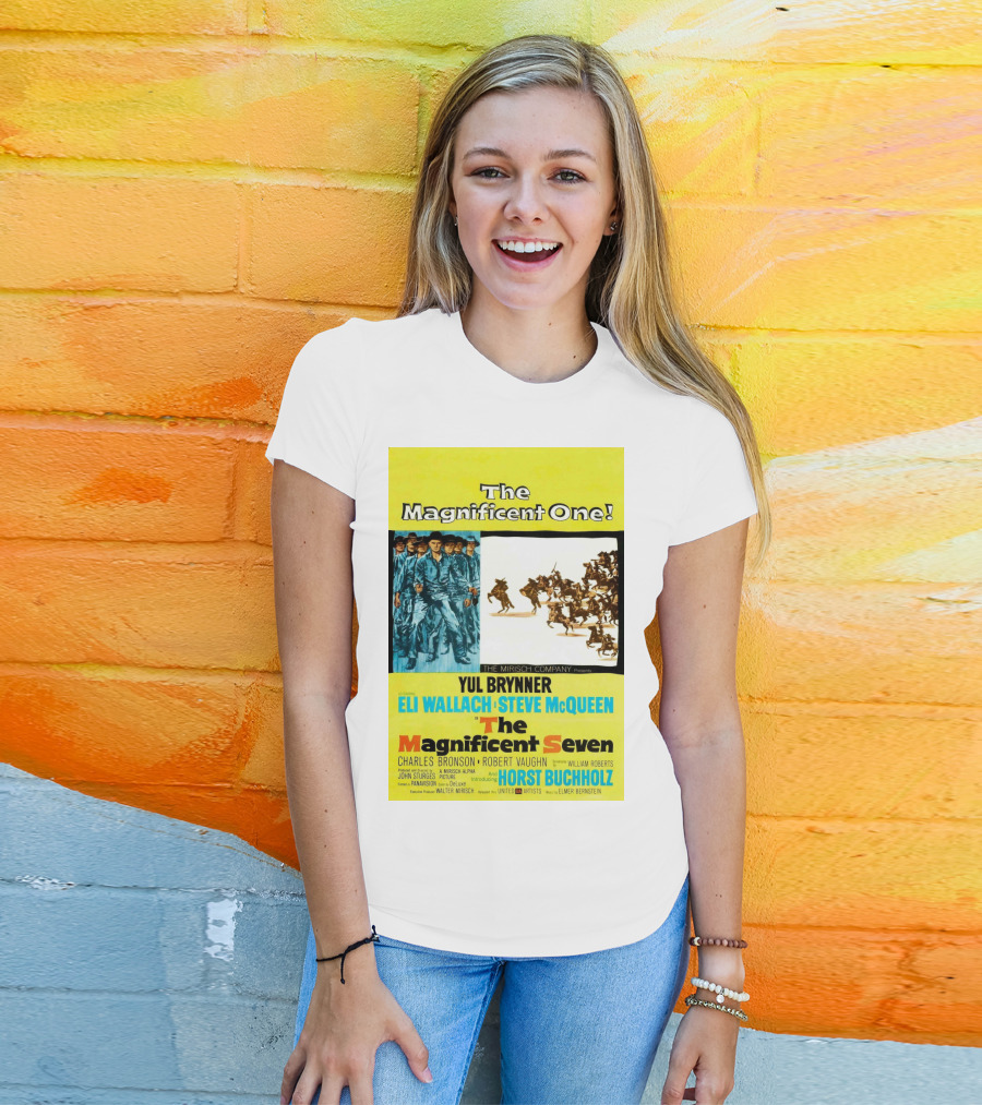 The Magnificent Seven 1960 Steve McQueen Yul Brynner Eli Wallach Movie T-Shirt
