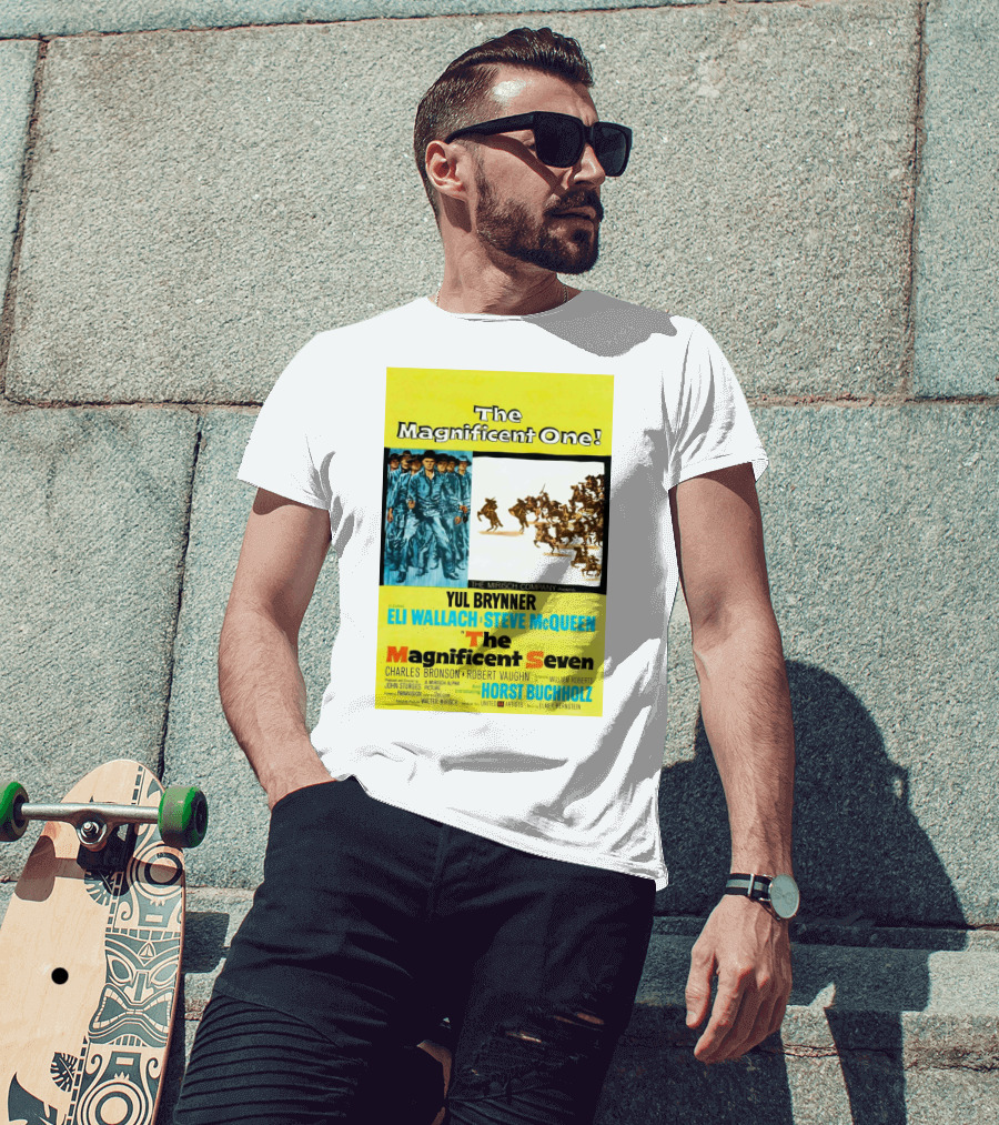 The Magnificent Seven 1960 Steve McQueen Yul Brynner Eli Wallach Movie T-Shirt