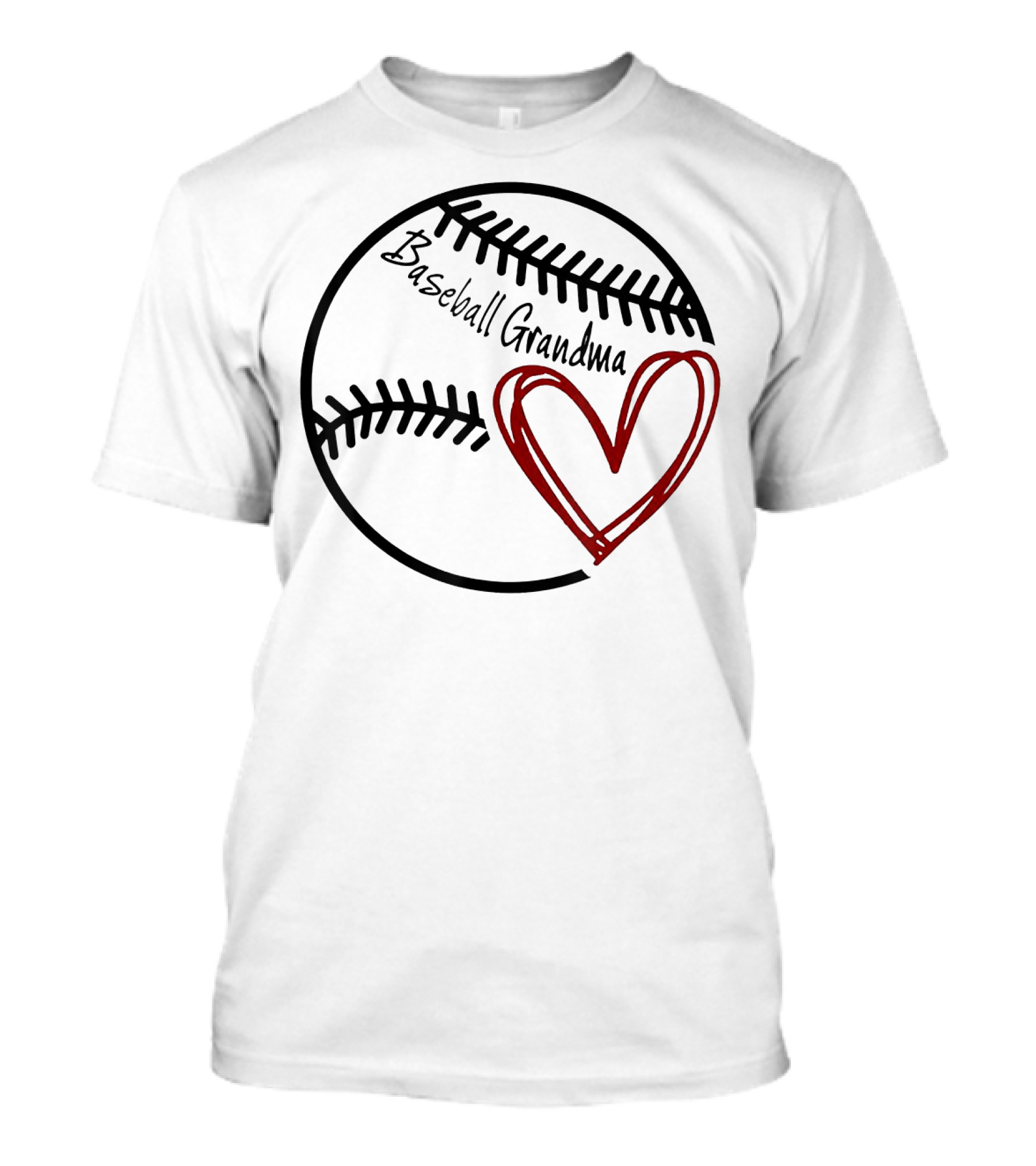 Baseball Grandma Heart On Baseball Stitching T-Shirt