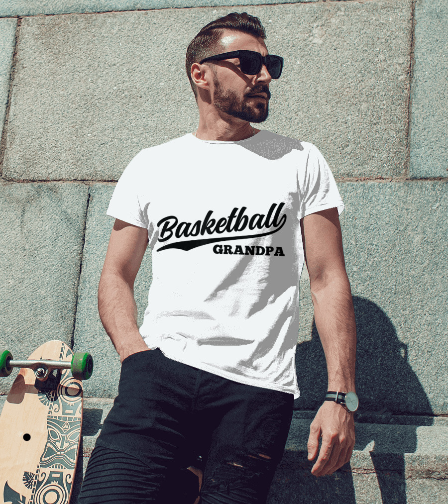 Basketball Grandpa Retro 1970s Cursive T-Shirt