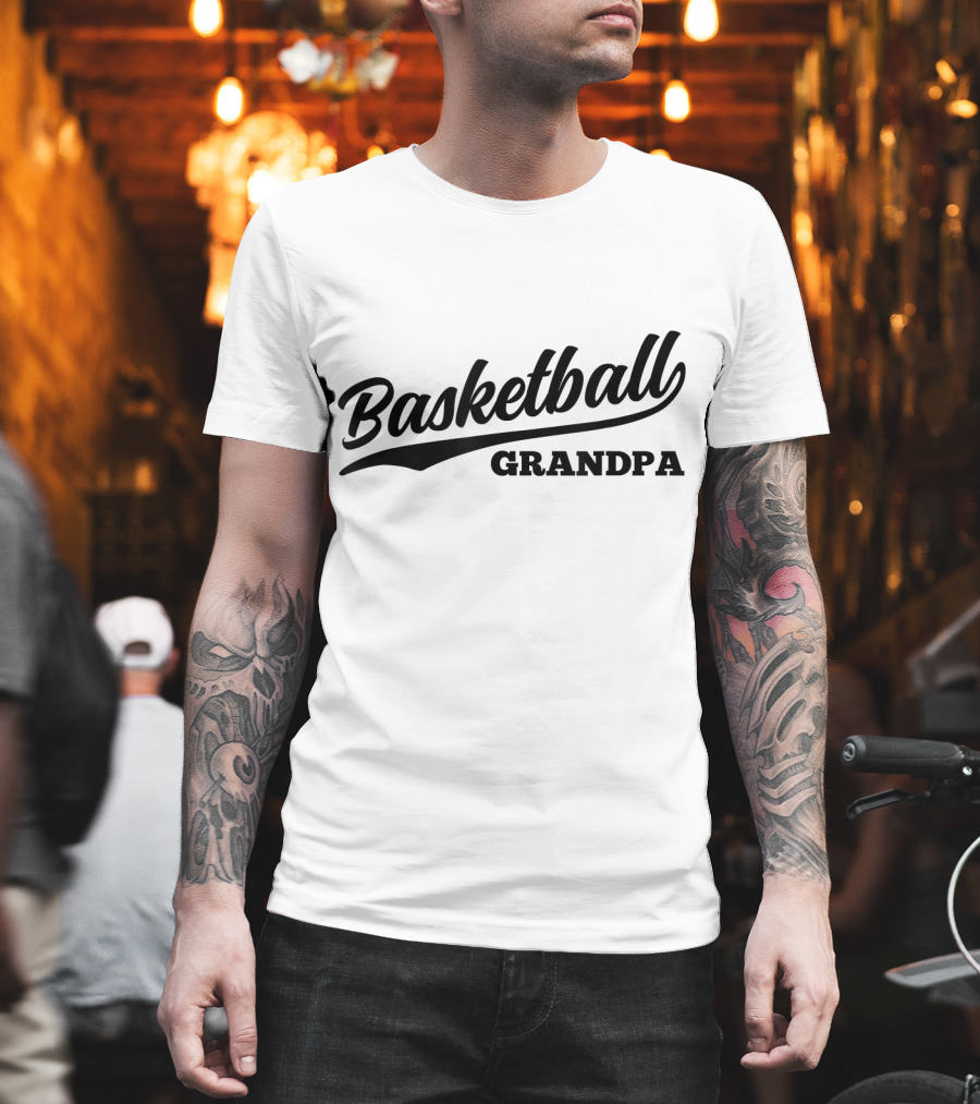 Basketball Grandpa Retro 1970s Cursive T-Shirt