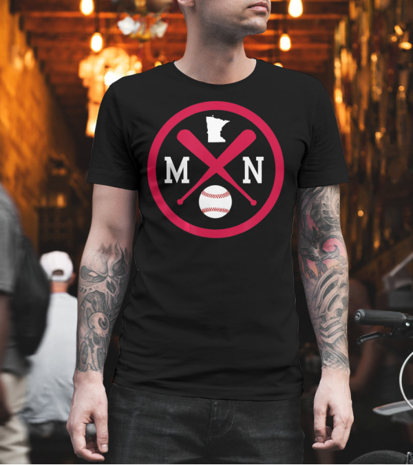 Minnesota Baseball Bats MN State Outline T-Shirt Minnesota Baseball Bats MN State Outline T-Shirt
