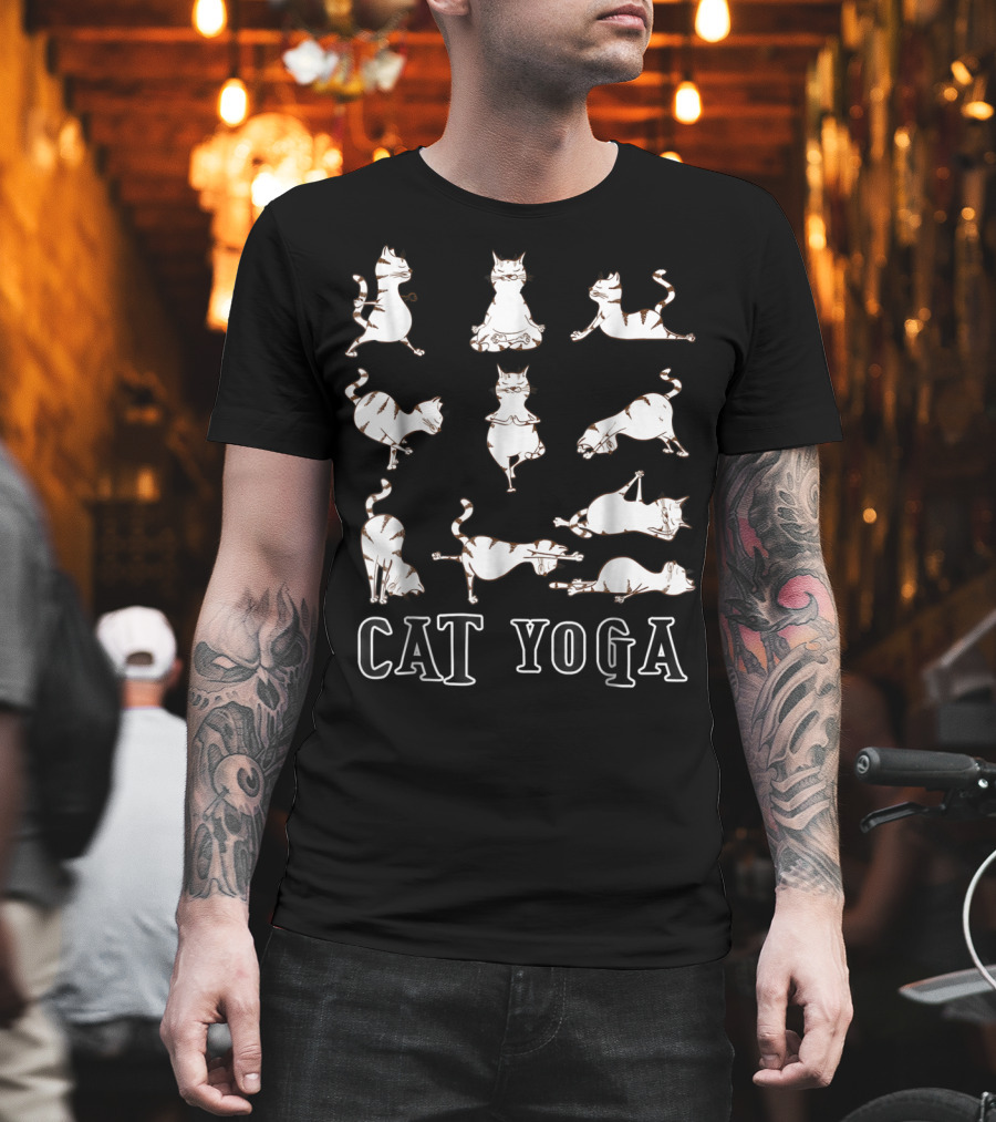 Cute Cat Yoga Perfect Meditation Darks Cat Yoga T-Shirt