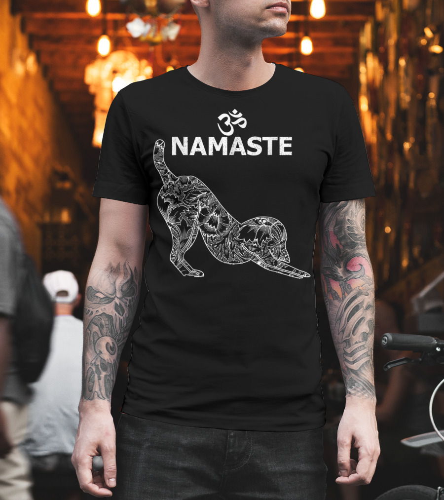 Namaste Om Dog Yoga Funny Namaste Om T-Shirt