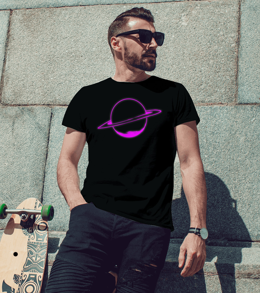 Eye Of Providence Flower Illuminati Yoga Goa Neon Planet Saturn T-Shirt