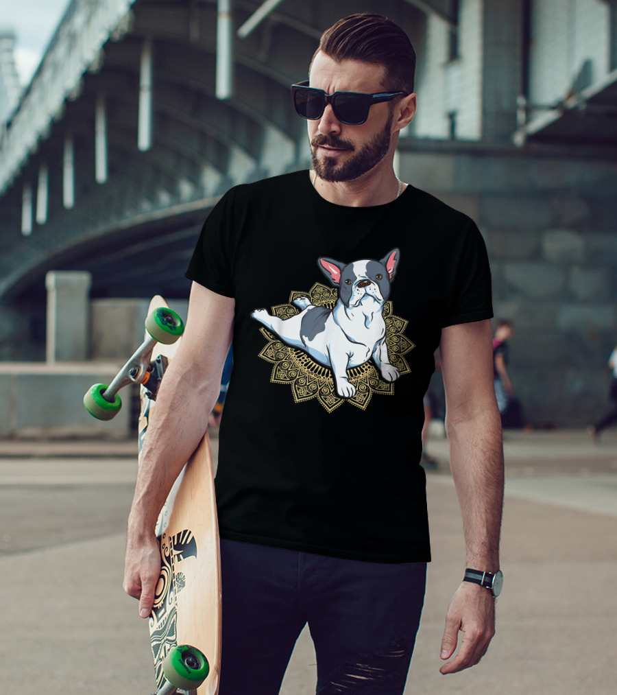 French Bulldog Yoga Frenchie Namaste Spiritual Mandala Pose T-Shirt