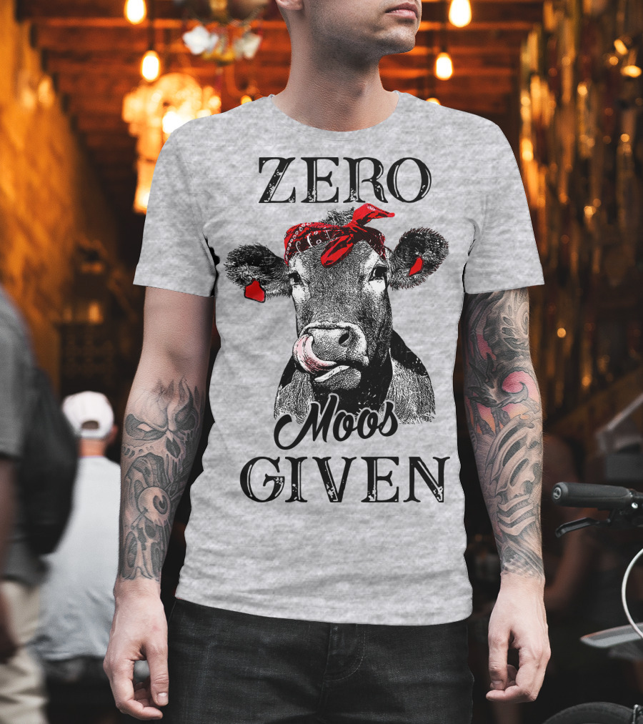 Zero Moos Given Cow Bandana Red Ear Tag T-Shirt