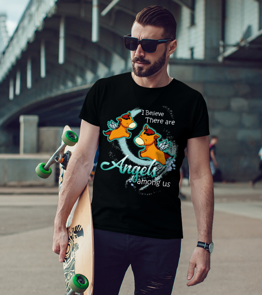 I Believe There Are Angels Among Us Flying Horses With Wings T-Shirt