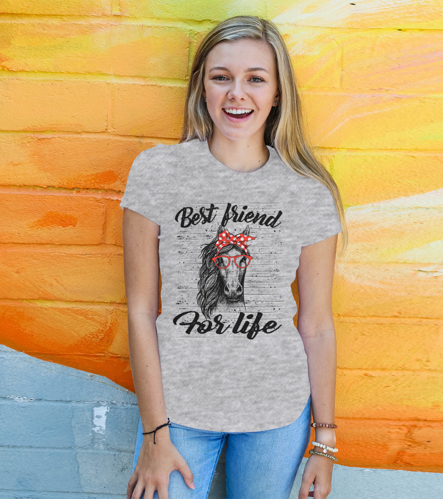 Best Friend For Life Horse With Red Polka Dot Bow And Glasses T-Shirt