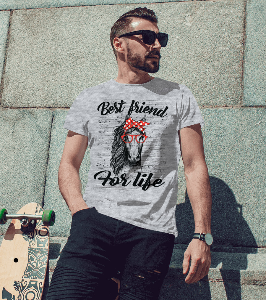 Best Friend For Life Horse With Red Polka Dot Bow And Glasses T-Shirt