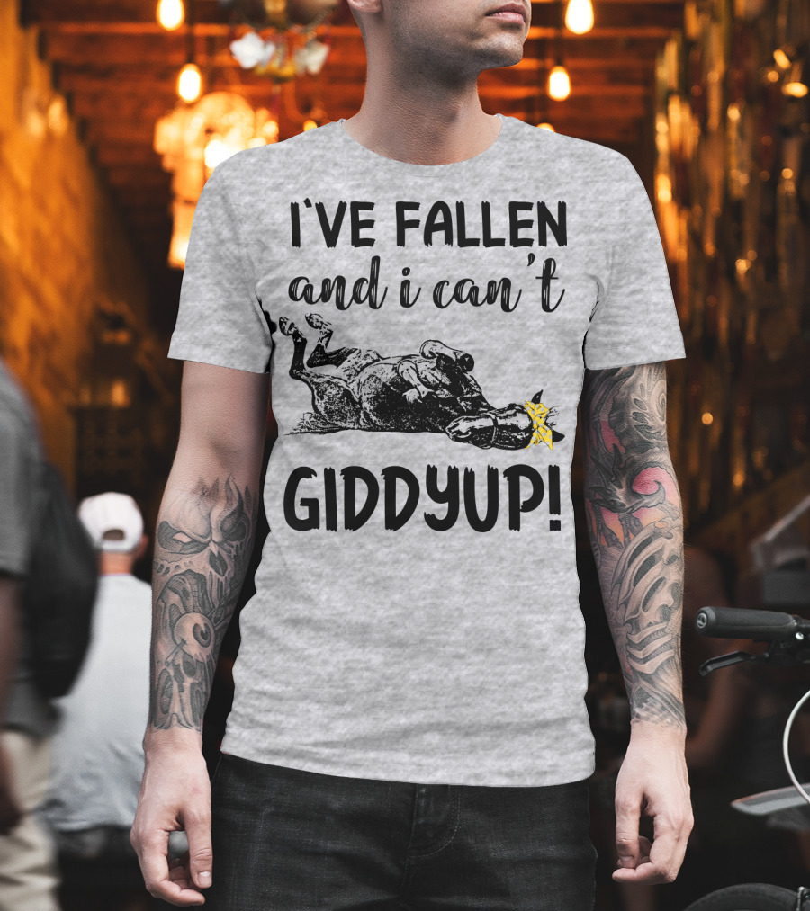 I've Fallen and I Can't Giddyup I've Fallen Cow with Yellow Bow T-Shirt