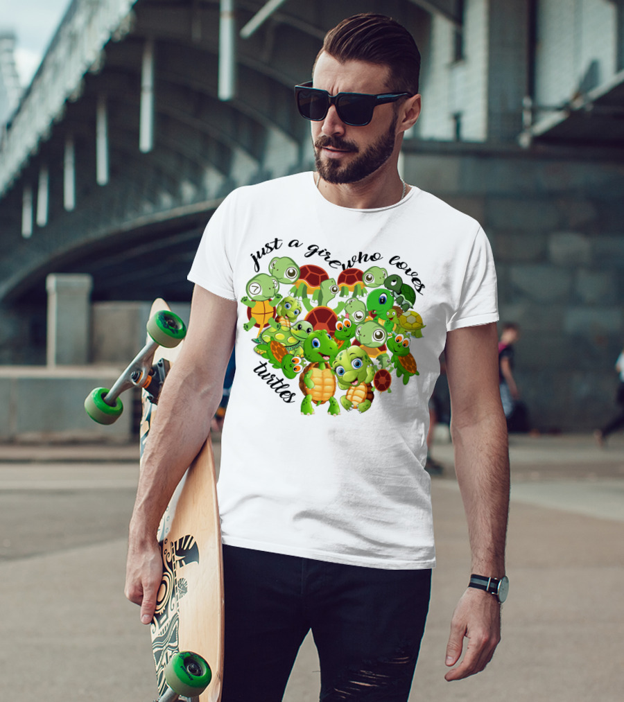 Just A Girl Who Loves Turtles Cute Cartoon Turtle Collection T-Shirt