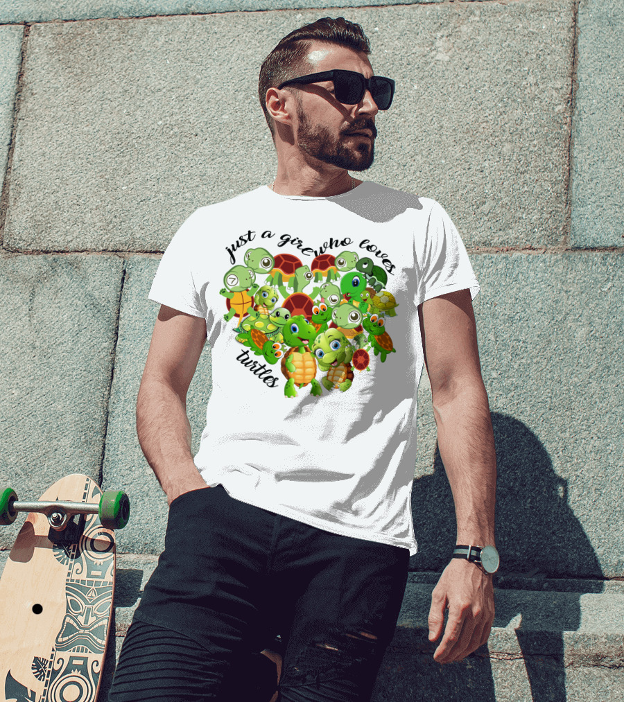 Just A Girl Who Loves Turtles Cute Cartoon Turtle Collection T-Shirt