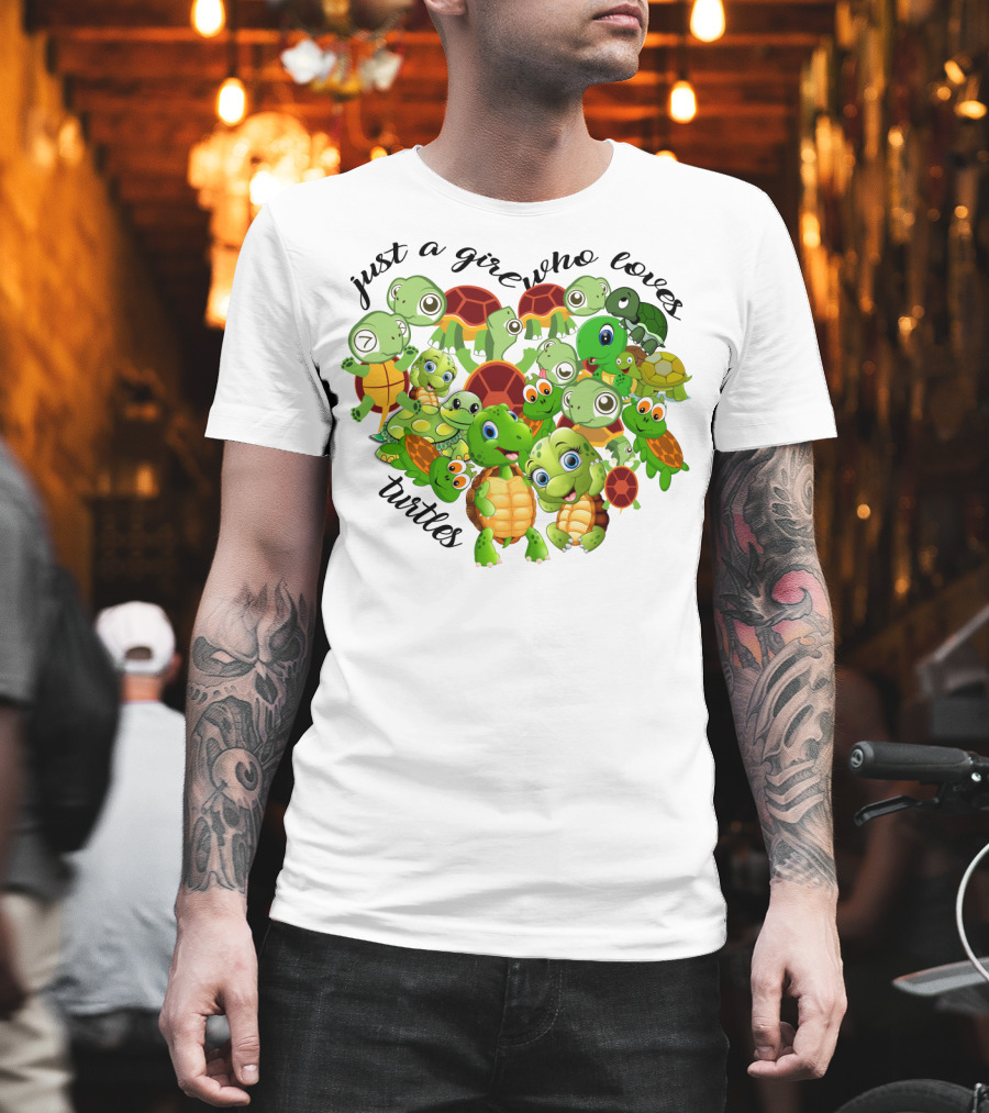 Just A Girl Who Loves Turtles Cute Cartoon Turtle Collection T-Shirt