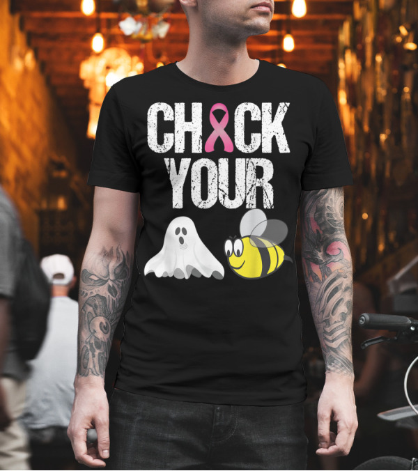 Check Your Boo Bees Breast Cancer Awareness Ghost and Bee Pink T-Shirt Check Your Boo Bees Breast Cancer Awareness Ghost and Bee Pink T-Shirt