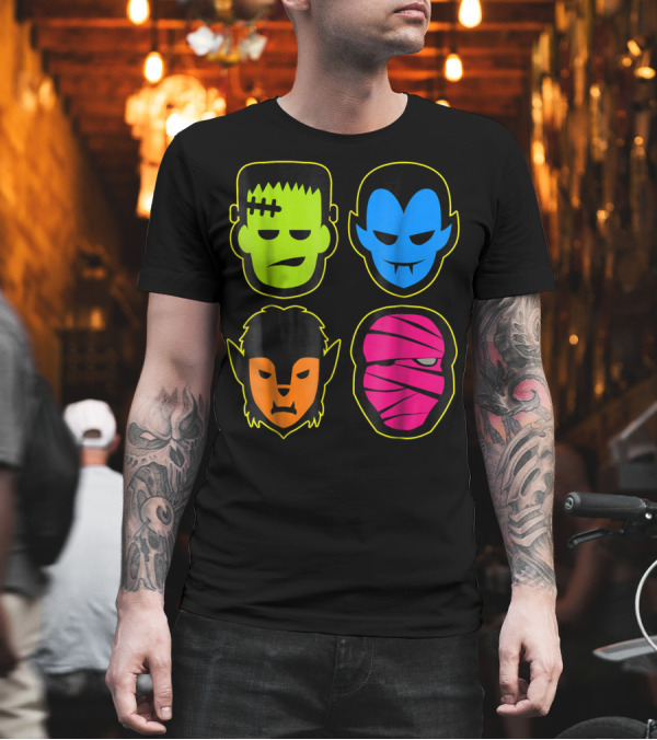 Classic Monsters Frankenstein Dracula Werewolf Mummy T-Shirt Classic Monsters Frankenstein Dracula Werewolf Mummy T-Shirt