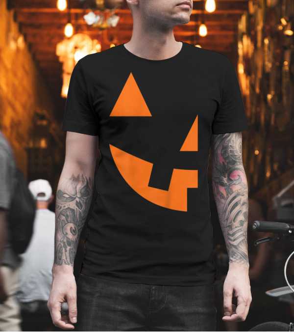Couples Halloween Costume Pumpkin Face Matching T-Shirt Couples Halloween Costume Pumpkin Face Matching T-Shirt