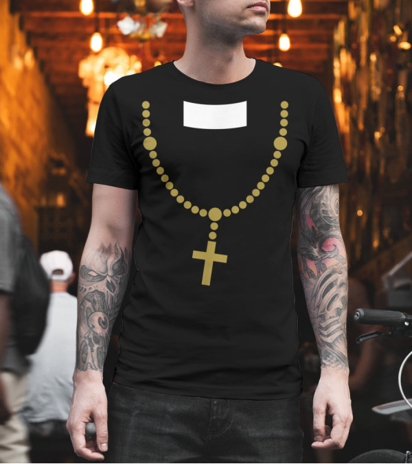 Funny Gold Cross Priest Necklace Halloween Costume T-Shirt Funny Gold Cross Priest Necklace Halloween Costume T-Shirt