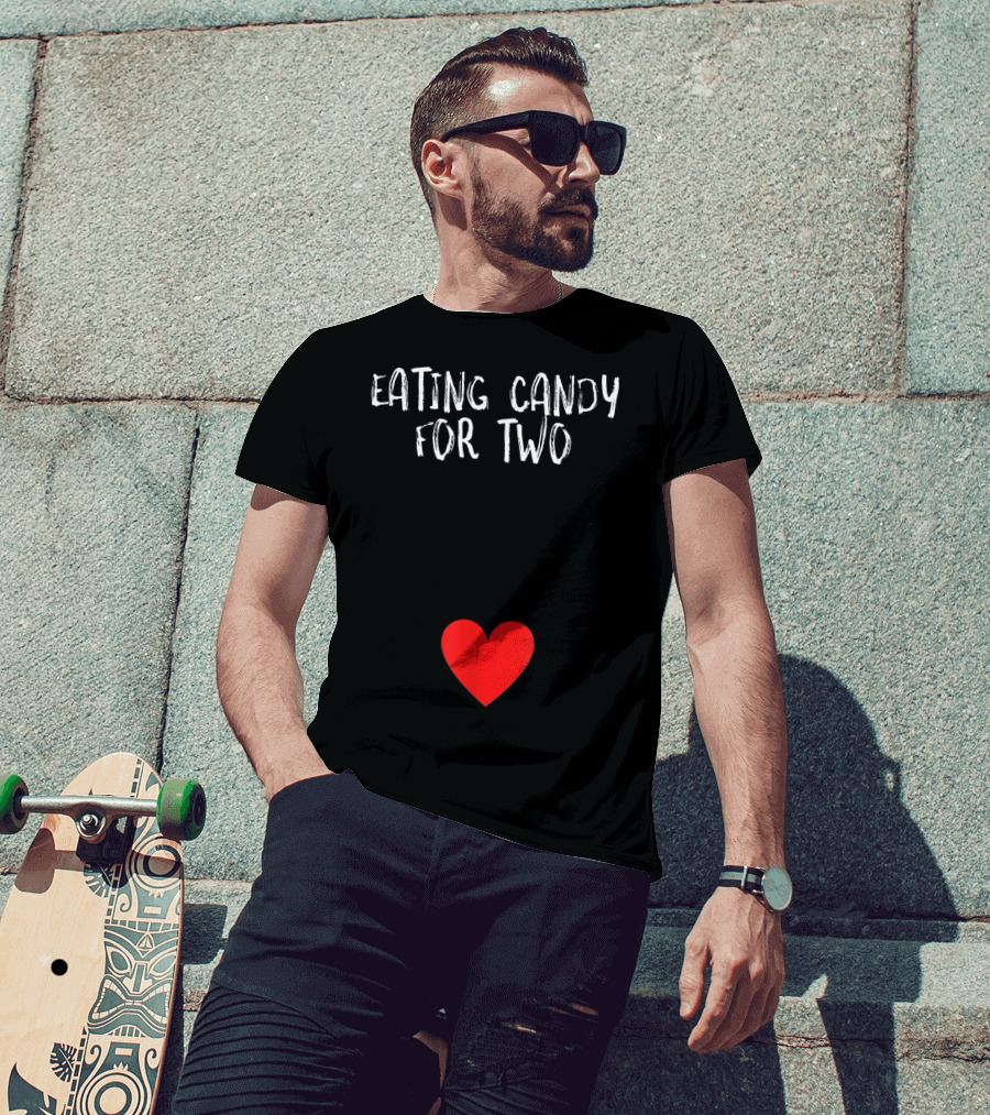 Halloween Eating Candy For Two Pregnancy Heart T-Shirt