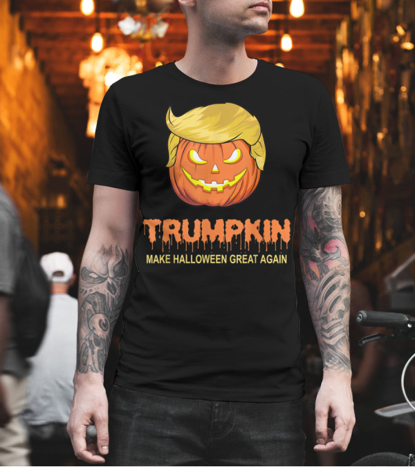 Trumpkin Halloween Make Halloween Great Again Pumpkin Face T-Shirt Trumpkin Halloween Make Halloween Great Again Pumpkin Face T-Shirt