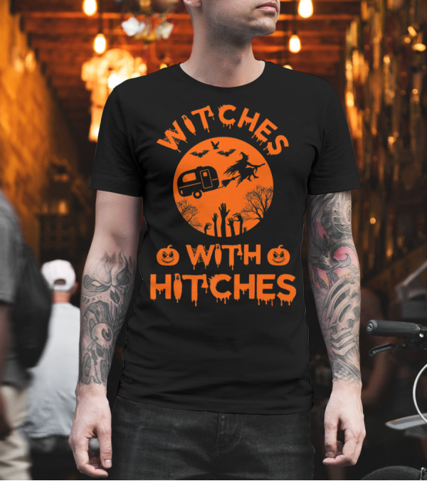 Witches With Hitches Halloween Camper Bats Moon Pumpkin T-Shirt Witches With Hitches Halloween Camper Bats Moon Pumpkin T-Shirt