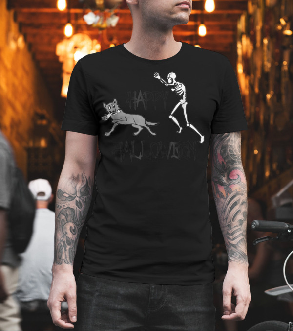 Happy Halloween Skeleton Dog Humor Funny Chase T-Shirt Happy Halloween Skeleton Dog Humor Funny Chase T-Shirt