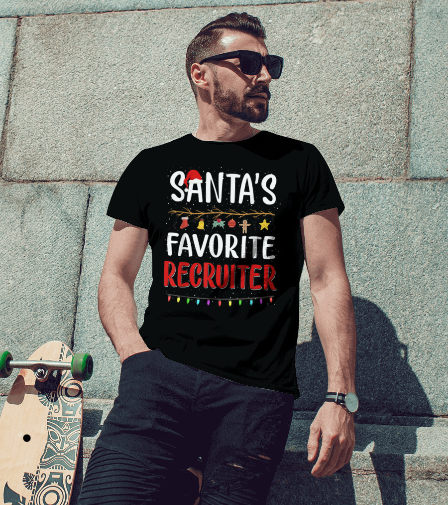 Santa's Favorite Recruiter Festive Holiday Decorations And Lights T-Shirt