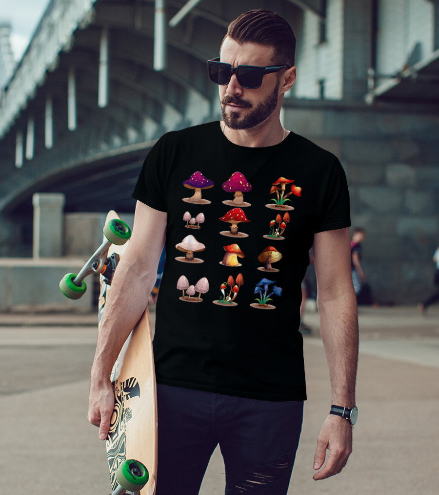 Wild Mushroom Mycology Fungiphile Fungi Variety Collection T-Shirt