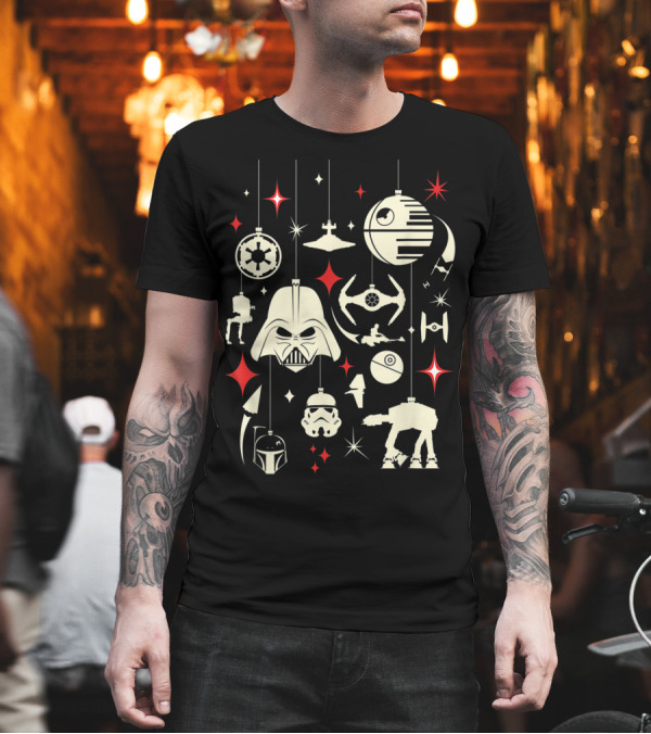 Star Wars Galactic Empire Darth Vader Stormtrooper Death Star AT-AT TIE Fighter Ornaments Holiday T-Shirt Star Wars Galactic Empire Darth Vader Stormtrooper Death Star AT-AT TIE Fighter Ornaments Holiday T-Shirt