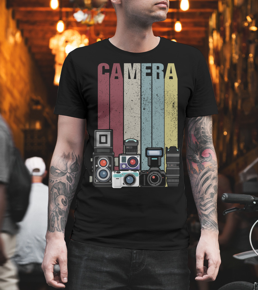 Camera Vintage Photography Equipment Retro Style Valentine's Day Gift T-Shirt