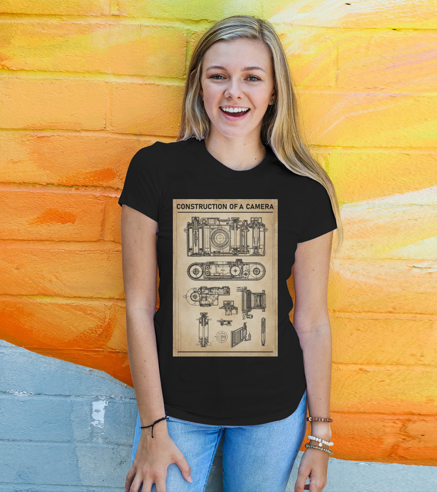 Construction Of A Camera Blueprint Diagram T-Shirt