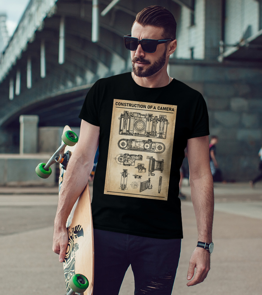 Construction Of A Camera Blueprint Diagram T-Shirt