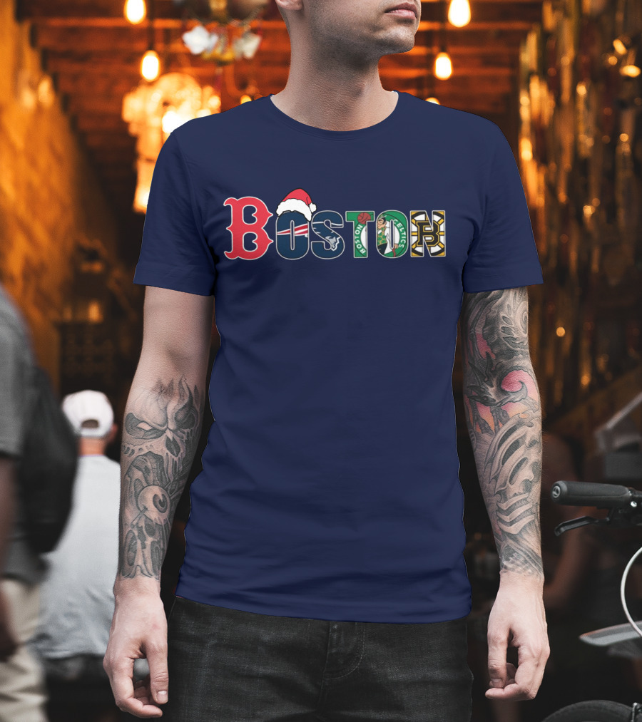 Boston Red Sox Patriots Celtics Bruins Christmas T-Shirt