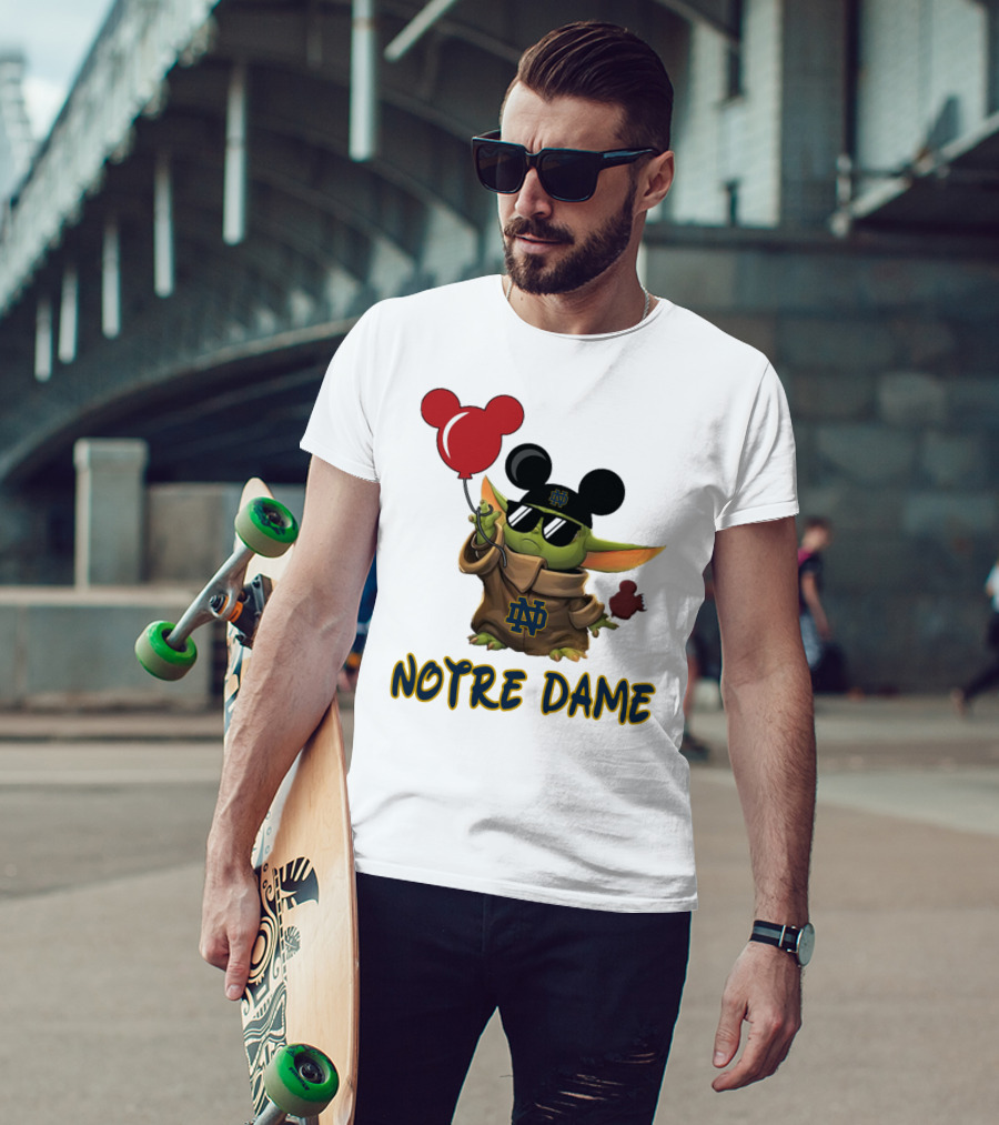 Notre Dame Baby Yoda Mickey Balloons T-Shirt