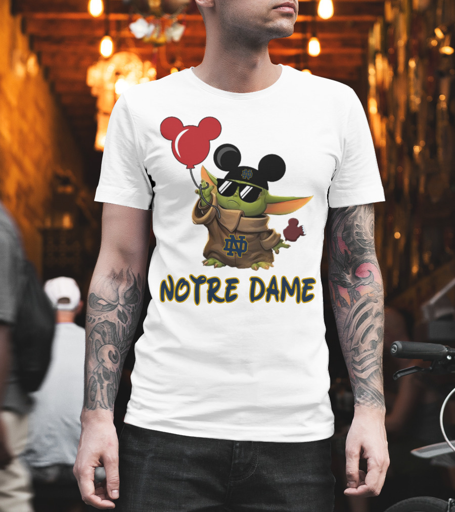Notre Dame Baby Yoda Mickey Balloons T-Shirt