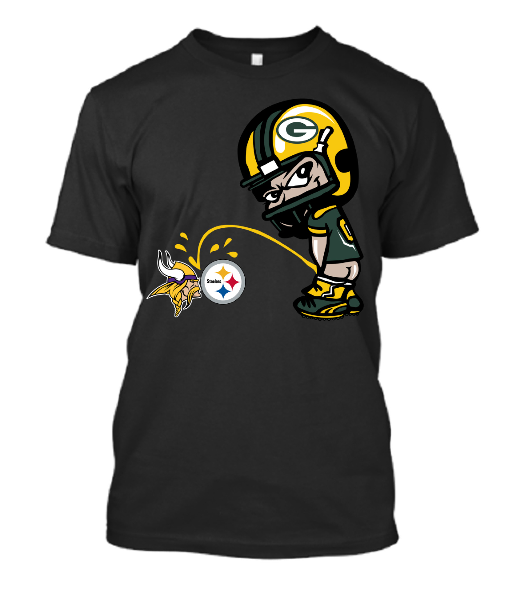 Green Bay Packers Vs Minnesota Vikings And Pittsburgh Steelers Rivalry T-Shirt