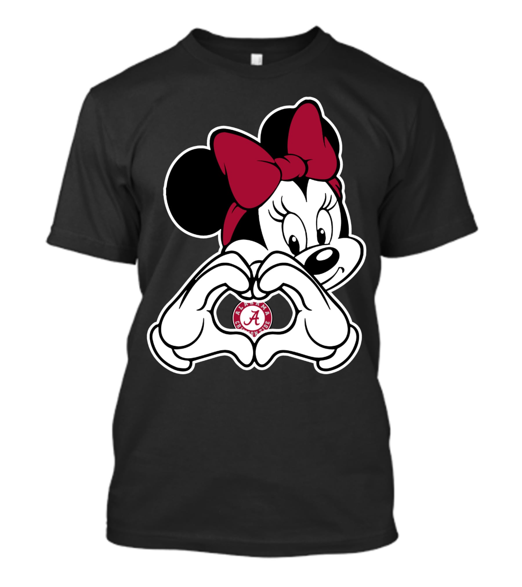 Minnie Mouse Heart Hands Alabama Crimson Tide A Logo Bow T-Shirt