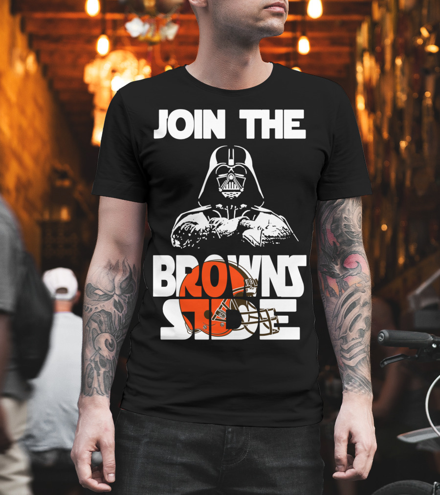 Join The Browns Side Cleveland Browns Darth Vader Helmet T-Shirt