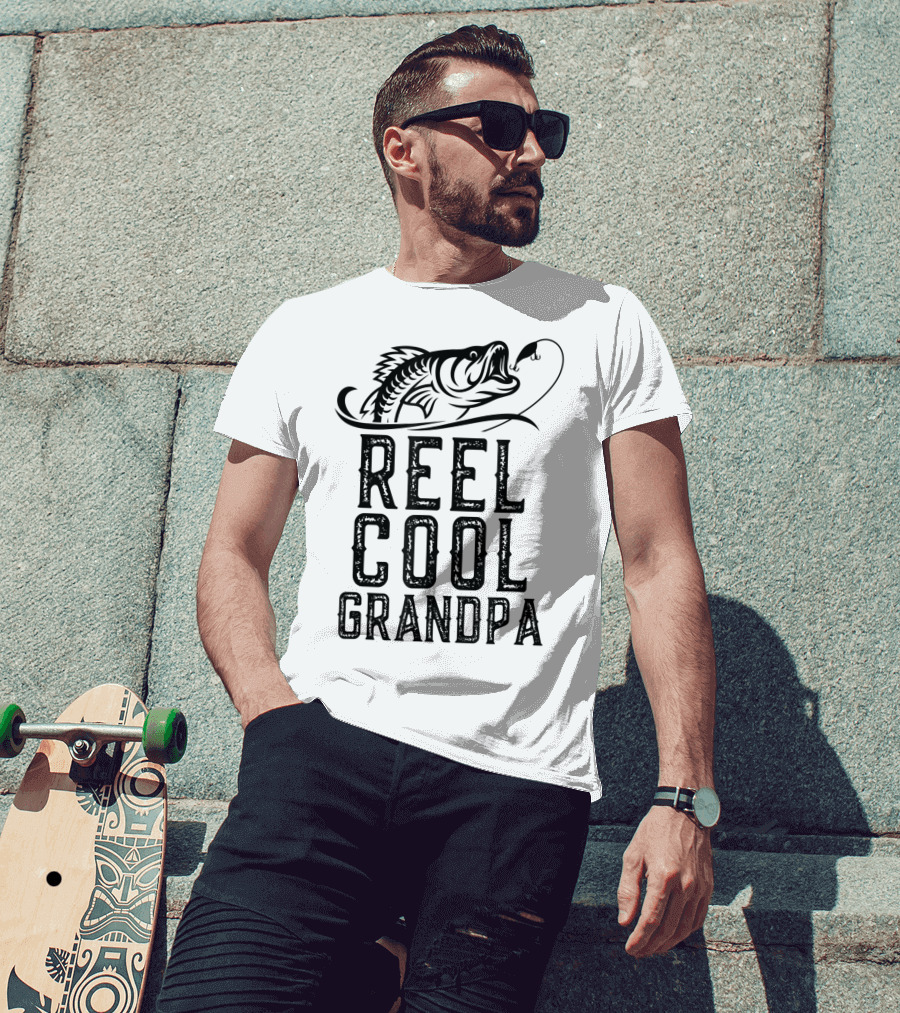 Reel Cool Grandpa Fishing Hook Bass T-Shirt