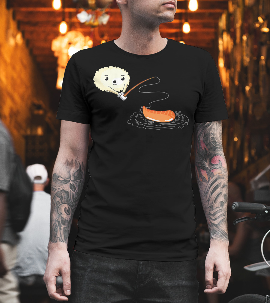 Kawaii Sushi Fishing Cute Japanese Food Lover Fishing Lover Playful Salmon Anime T-Shirt