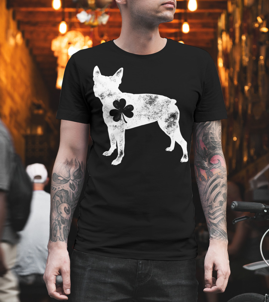 Boston Terrier Dog Shamrock St Patricks Day Men T-Shirt