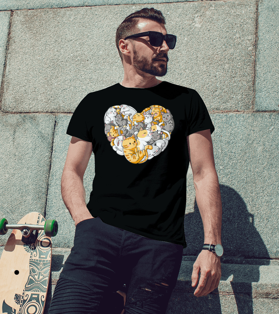 Cat Heart Valentines Day Women Funny Kitty Kitten Cuddly Cats In Love T-Shirt