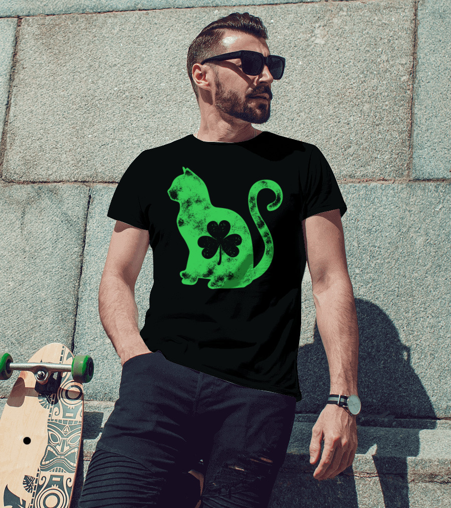 Cat Shamrock St Patricks Day Happy Cattys Women T-Shirt