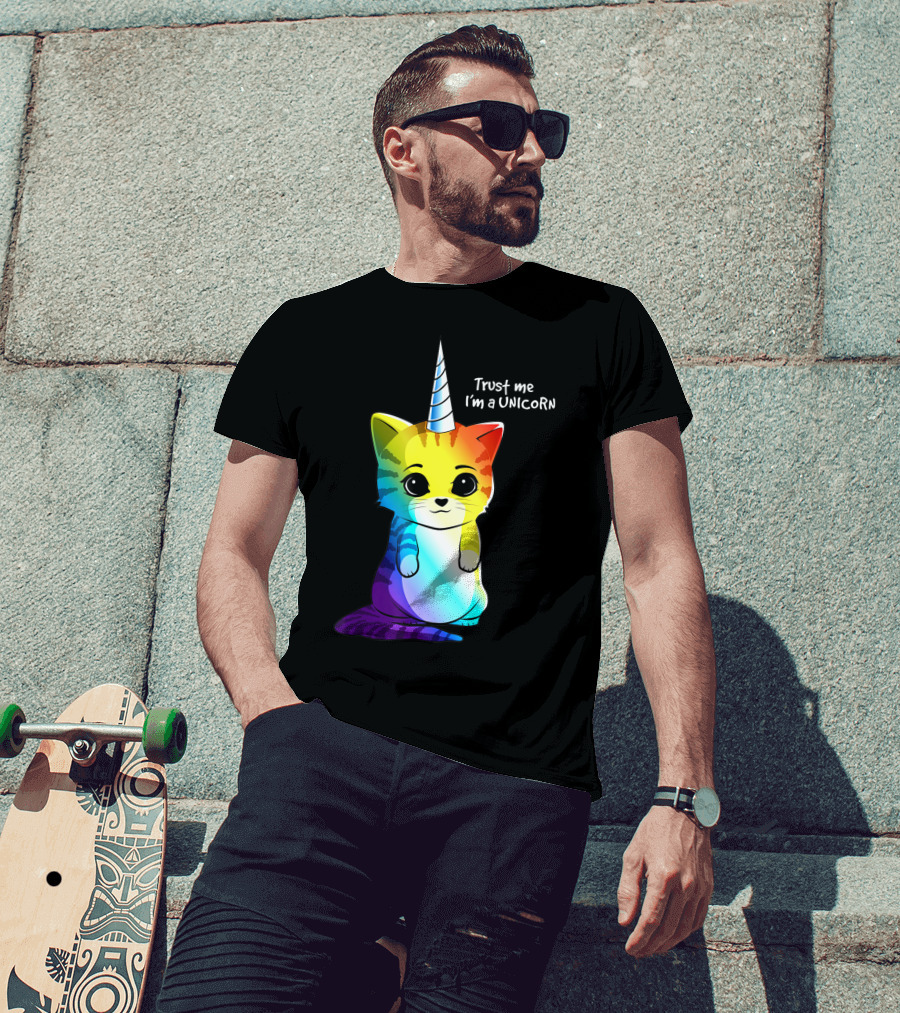 Trust Me I'm A Caticorn Unicorn Cat Kittycorn Girls Women Rainbow T-Shirt