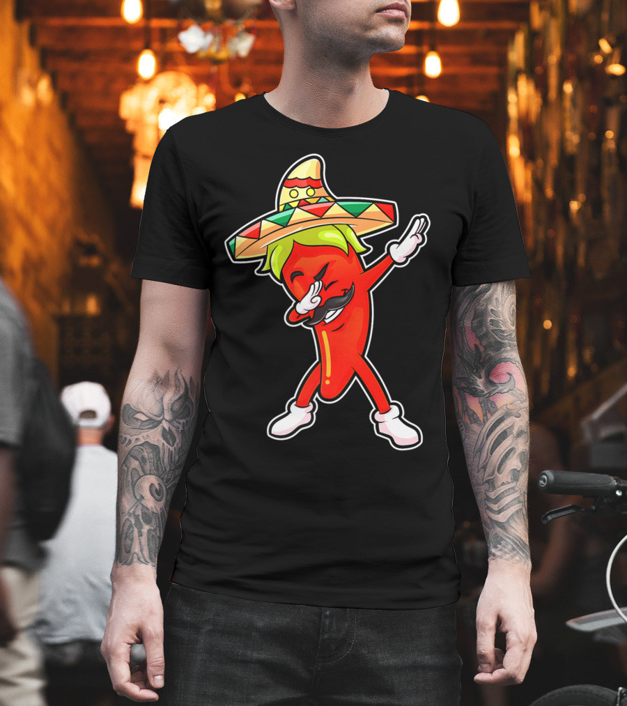 Chili Dabbing Pepper with Sombrero Mexican Hot Jalapeno Dab T-Shirt