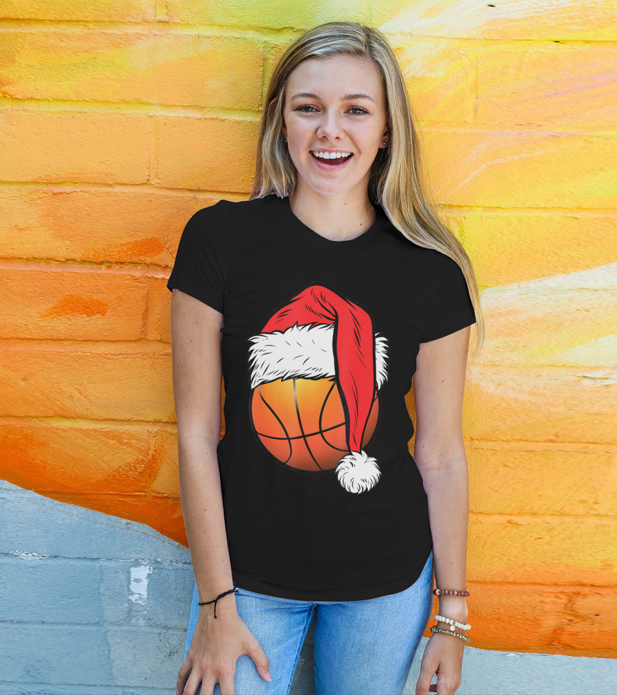 Christmas Santa Basketball Ball Sport T-Shirt