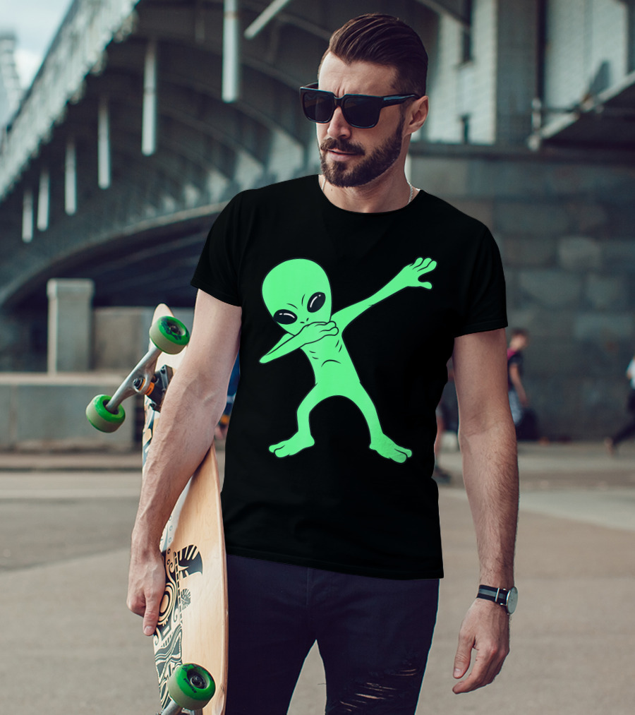 Dabbing Alien Halloween Funny Dab Girl Green Alien Dab Dance T-Shirt