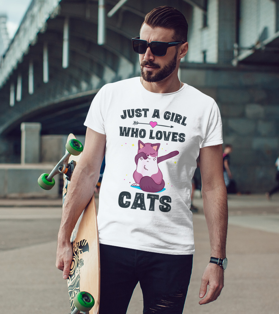 Just A Girl Who Loves Cats Dabbing Cat Lover T-Shirt