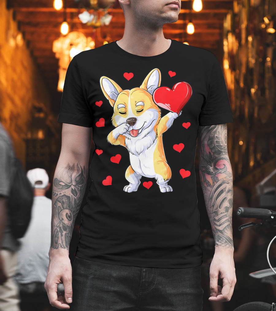 Valentines Day Dabbing Corgi Dog Lover Heart Boys Love T-Shirt