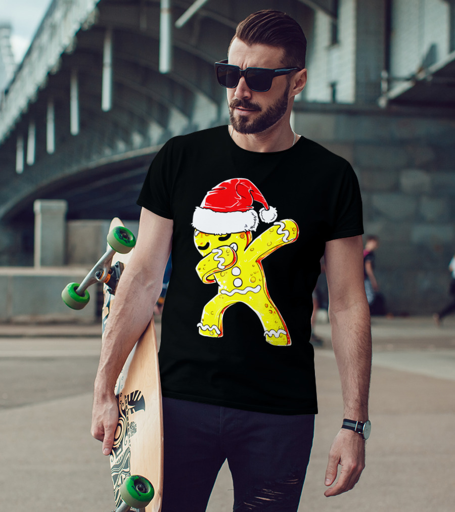 Dabbing Gingerbread Santa Christmas Dance T-Shirt